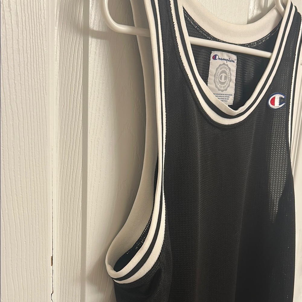 Champion Black White Athletic Tank Top Polyester Size Medium - Picture 8 of 8